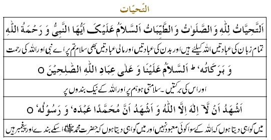 Attahiyat Dua (Tashahud) with urdu translation