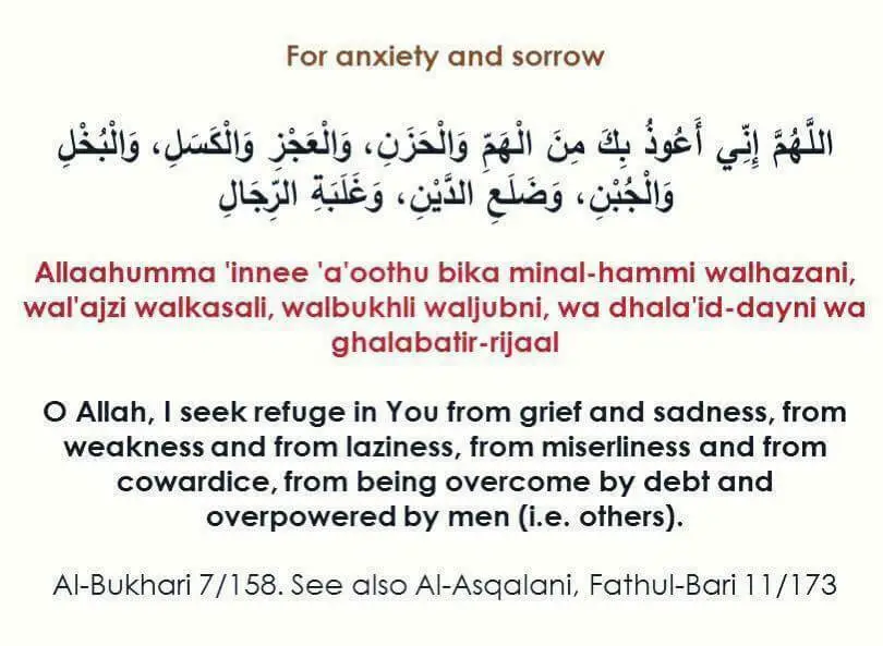 Dua for anxiety with english translation